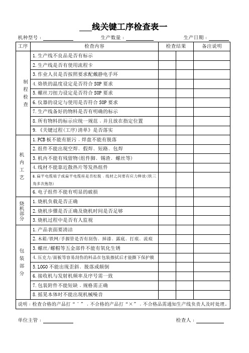 关键制程稽核表附表一