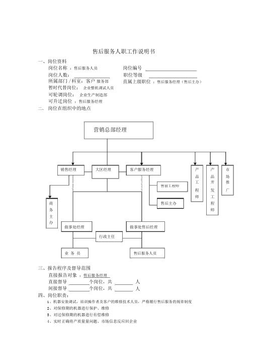 售后服务人员工作说明书