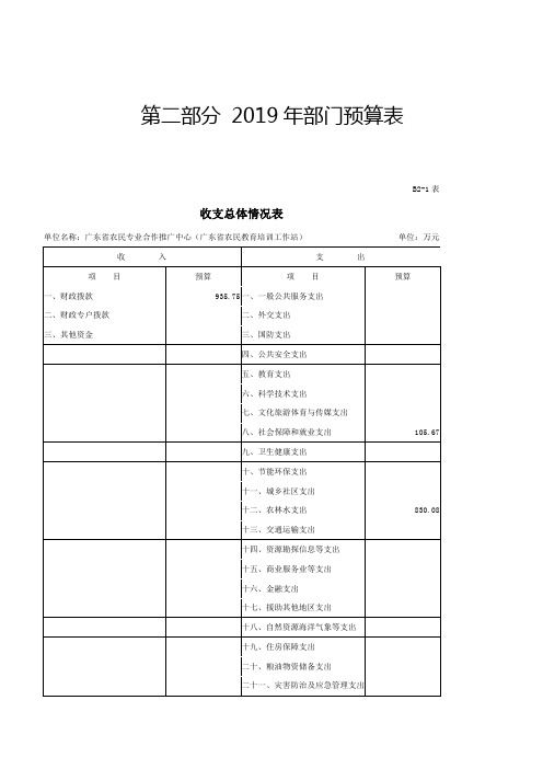 2019年部门预算表