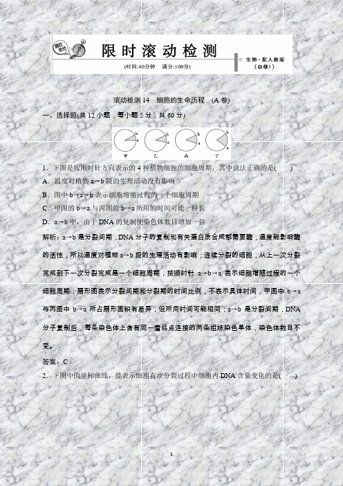生物人教版必修1：第六章细胞的生命历程本章测试(A卷)(人教版必修1)