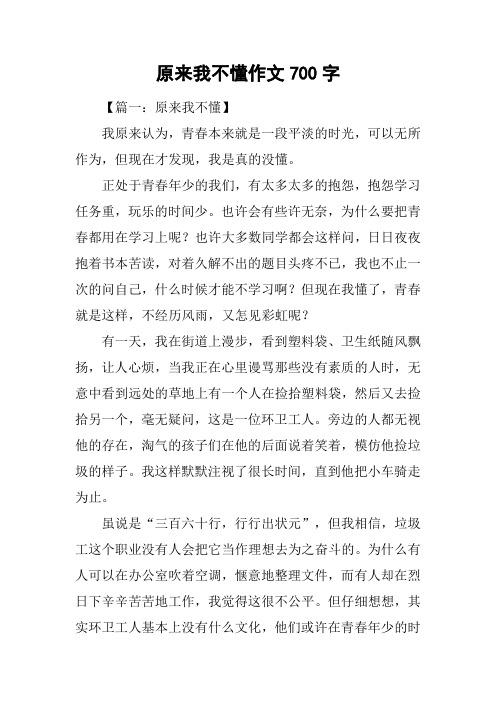 原来我不懂作文700字