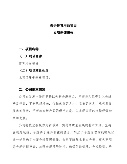 体育用品项目立项申请报告