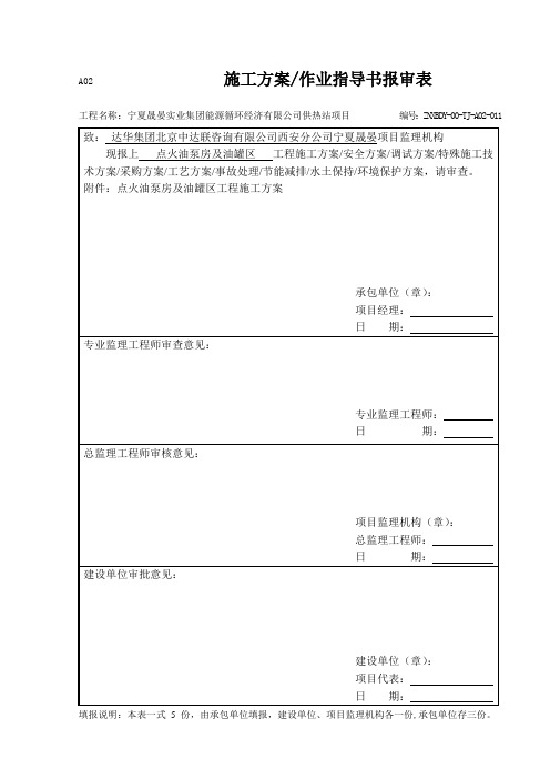 A02 施工方案报审封皮
