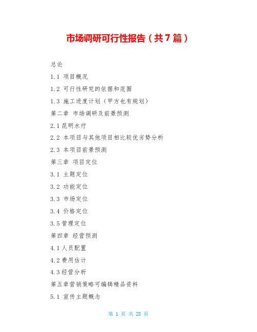 市场调研可行性报告(共7篇)