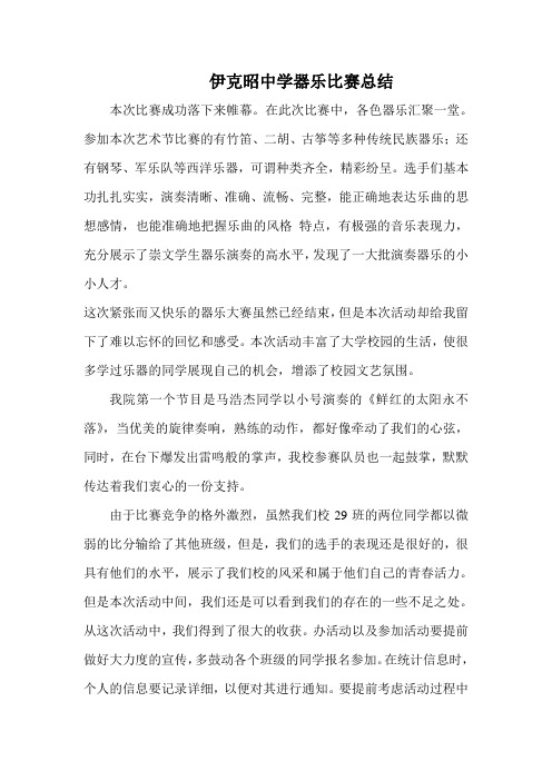 器乐比赛总结