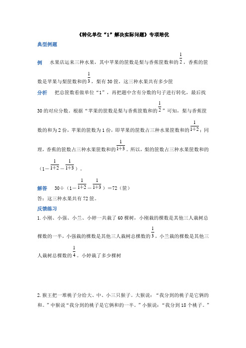 《转化单位“1”解决实际问题》专项培优