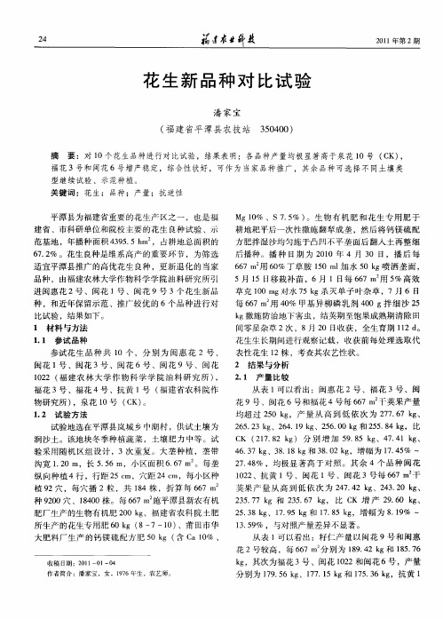 花生新品种对比试验