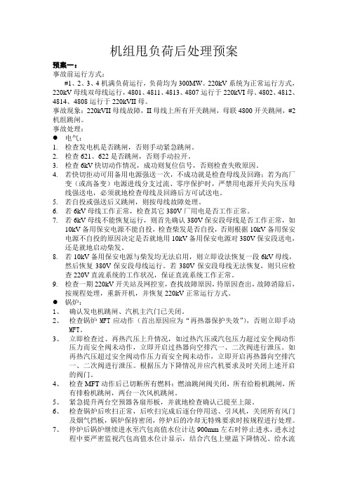 机组甩负荷后处理预案