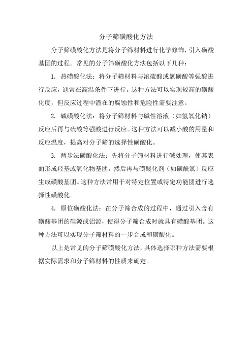 分子筛磺酸化方法
