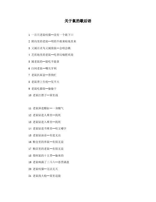 关于鼠的歇后语
