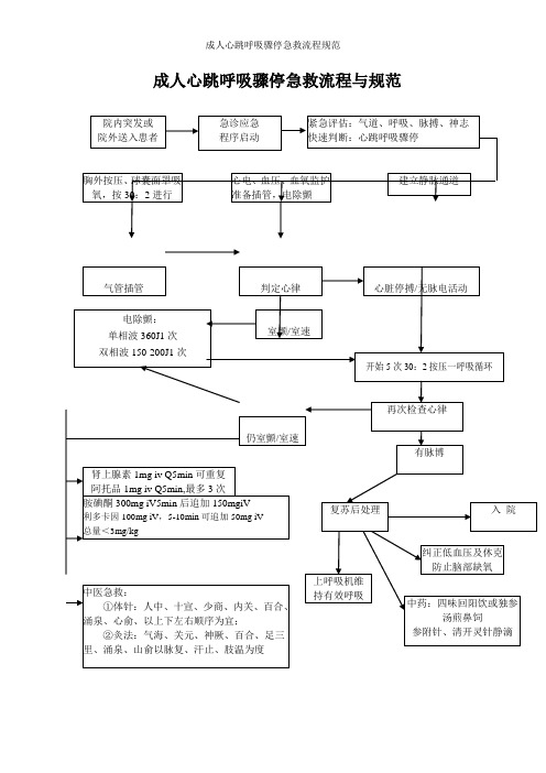成人心跳呼吸骤停急救流程规范