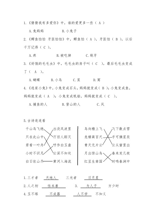 必读书目题目 带答案