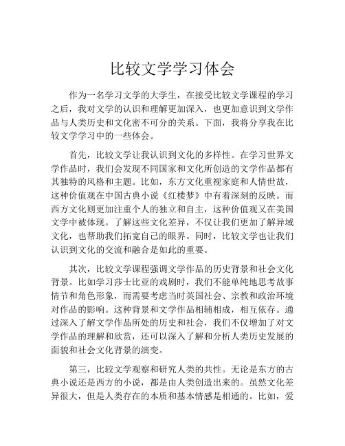 比较文学学习体会