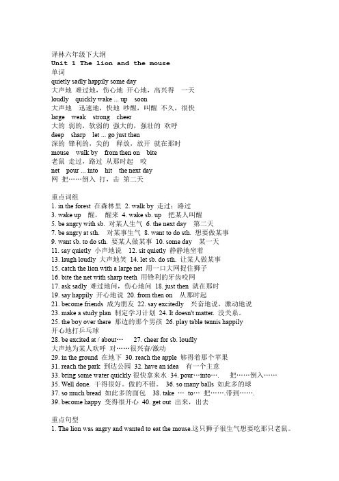 完整word版译林英语6B知识点归纳