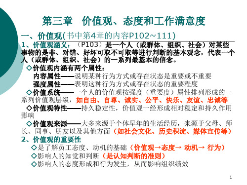 第三章   价值观、态度和工作满意度