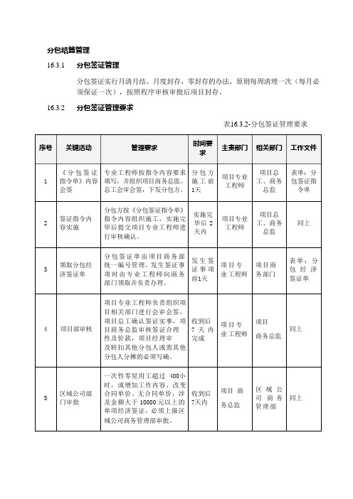 分包签证管控制度