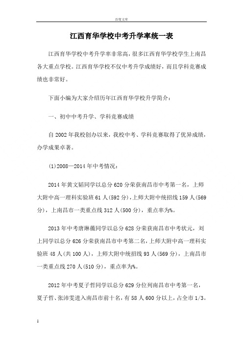 江西育华学校中考升学率统一表