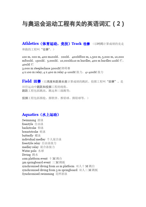 与奥运会运动项目有关的英语词汇