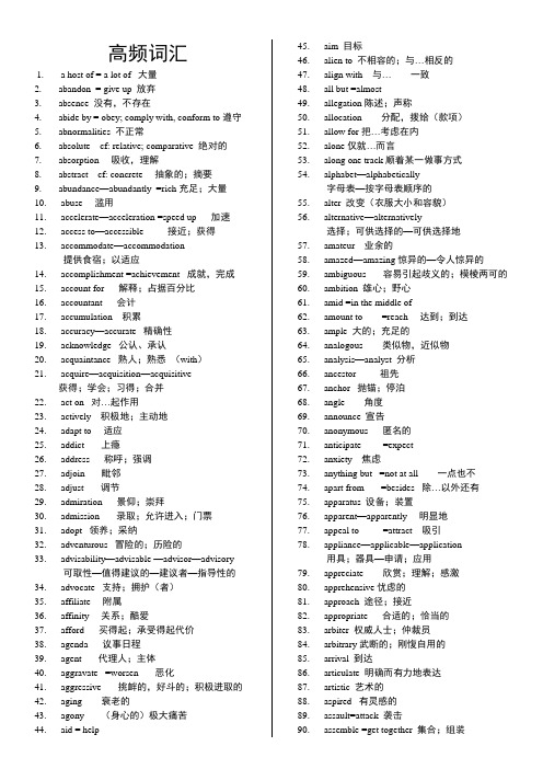 考研英语高频词汇(整理打印版)