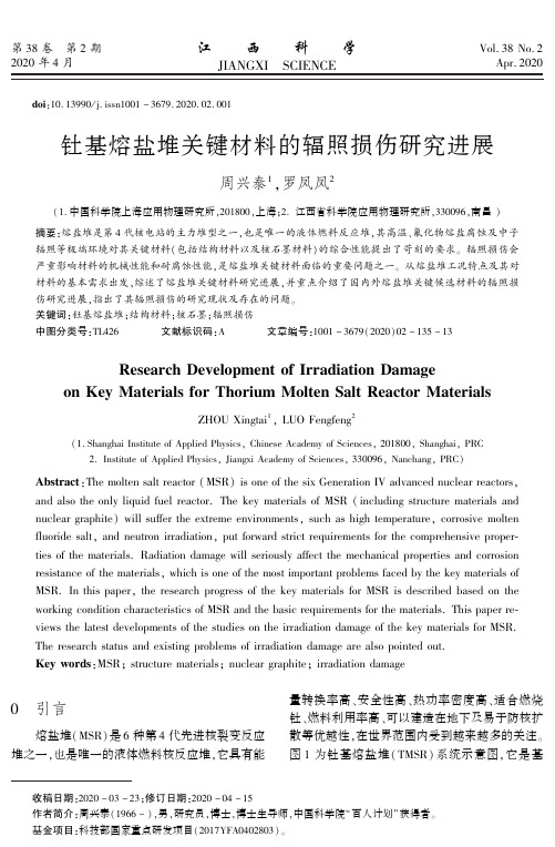 钍基熔盐堆关键材料的辐照损伤研究进展