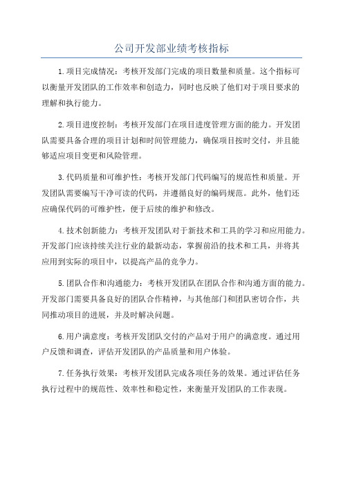 公司开发部业绩考核指标