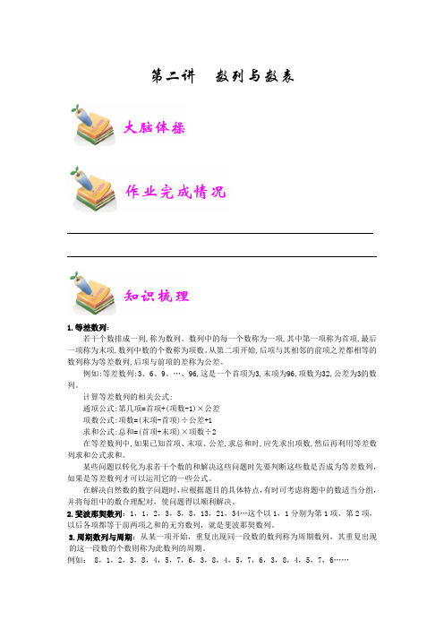 六年级奥数-数列与数表(教师版)
