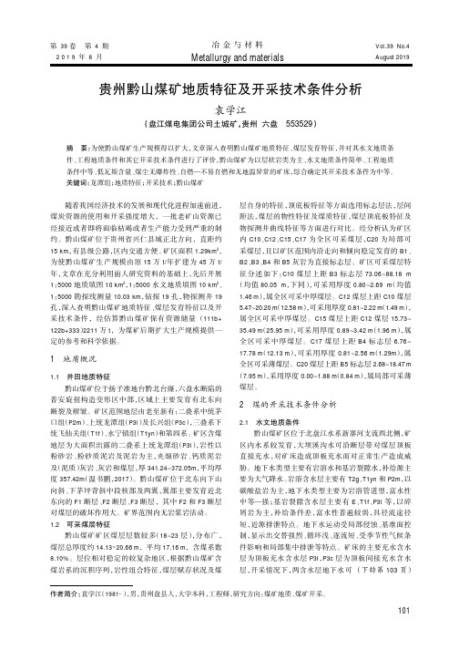 贵州黔山煤矿地质特征及开采技术条件分析