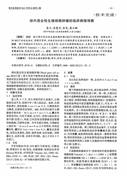 颅内混合性生殖细胞肿瘤的临床病理观察