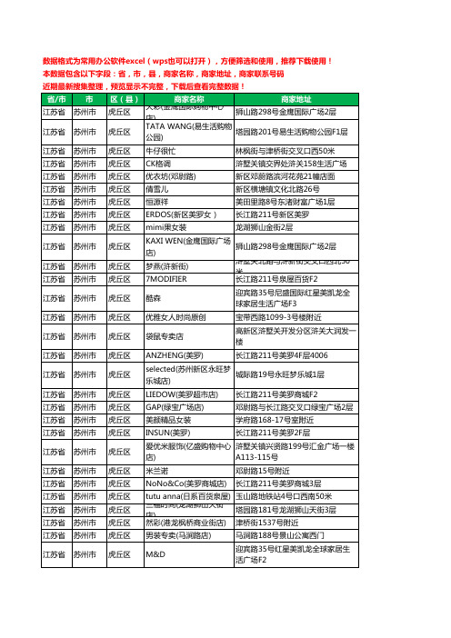 2020新版江苏省苏州市虎丘区服装工商企业公司商家名录名单黄页联系电话号码地址大全593家