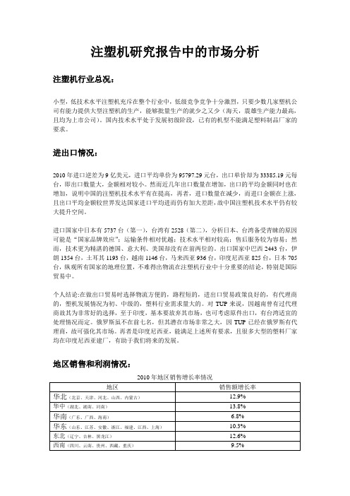 注塑机研究报告中的市场分析