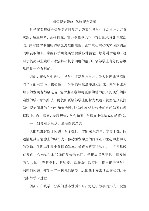 感悟探究策略 体验探究乐趣