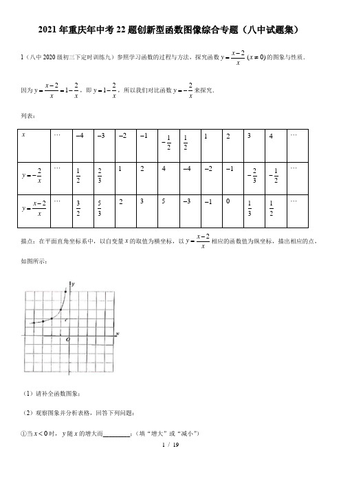 2021年重庆中考22题创新型函数图像综合专题(八中试题集) (无答案)