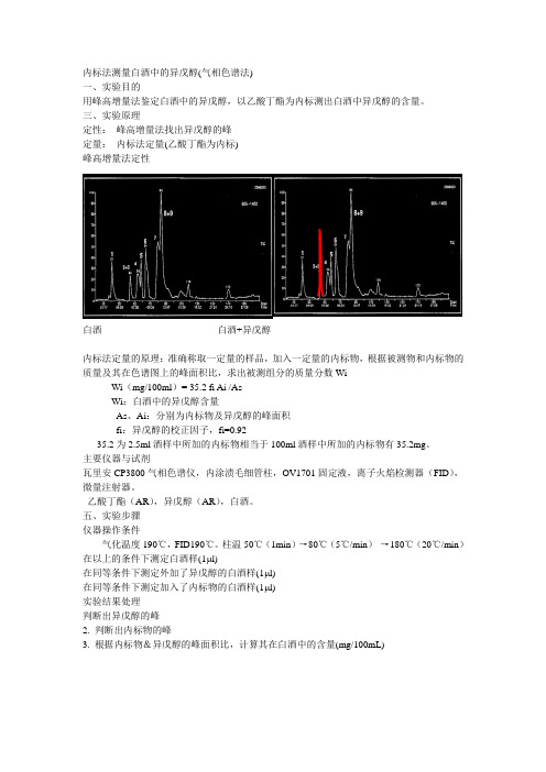 气相内标法测量白酒中的异戊醇