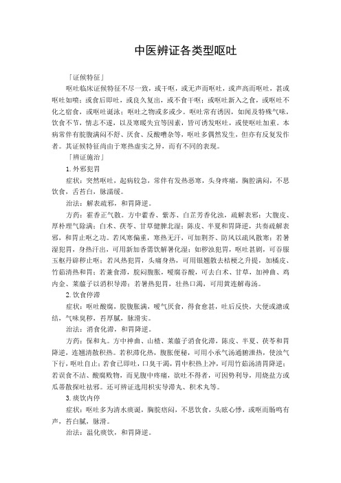 中医辨证各类型呕吐