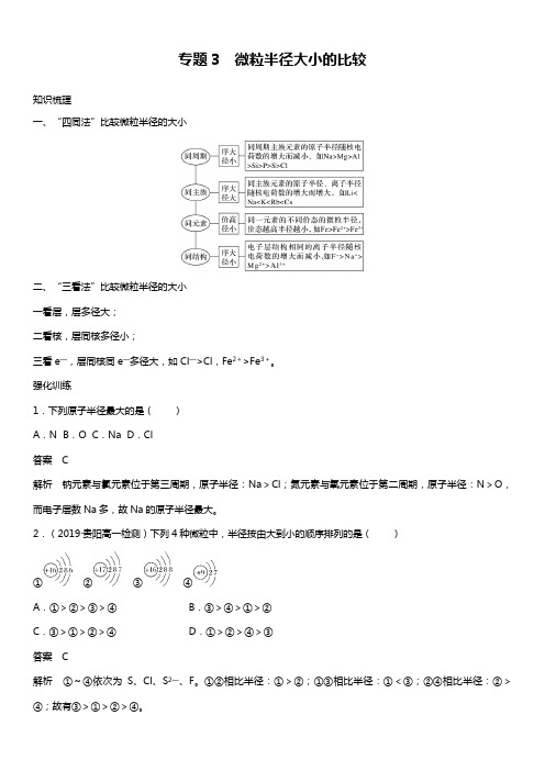 专题三 微粒半径大小的比较