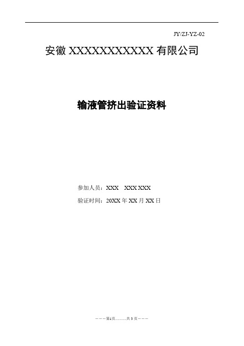 2   输液管挤出导管加工工艺验证方案