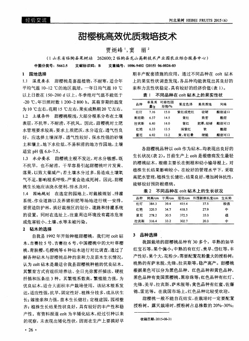 甜樱桃高效优质栽培技术