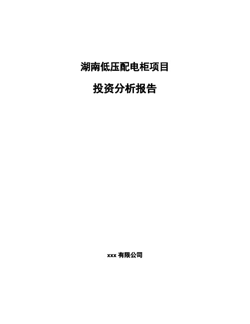 湖南低压配电柜项目投资分析报告参考范文