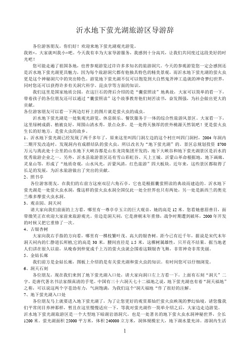 沂水地下萤光湖新导游词