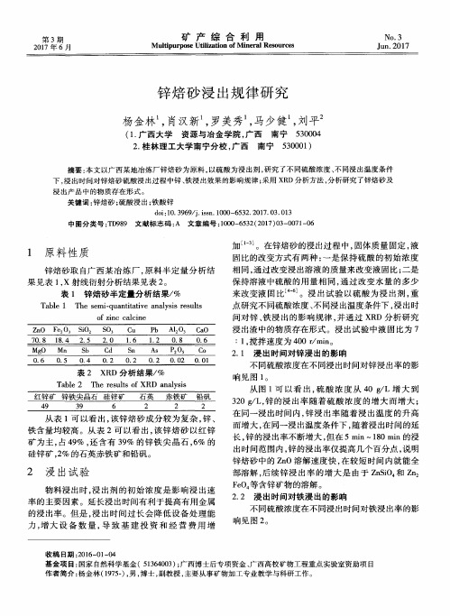 锌焙砂浸出规律研究
