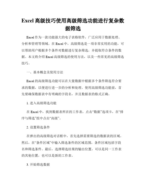 Excel高级技巧使用高级筛选功能进行复杂数据筛选