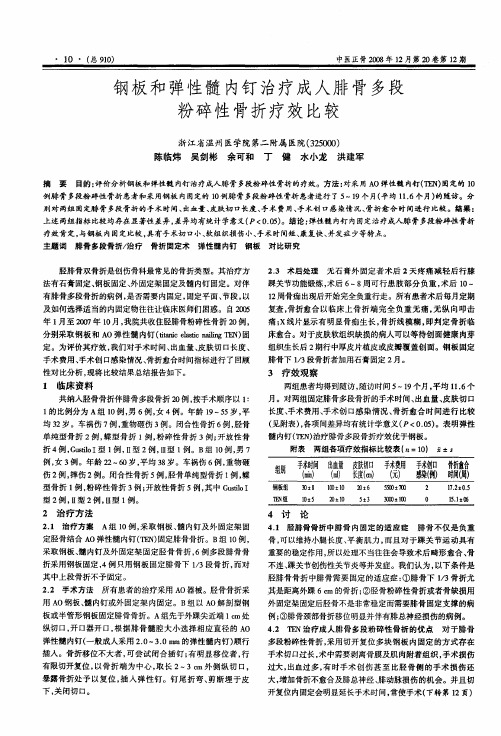 钢板和弹性髓内钉治疗成人腓骨多段粉碎性骨折疗效比较