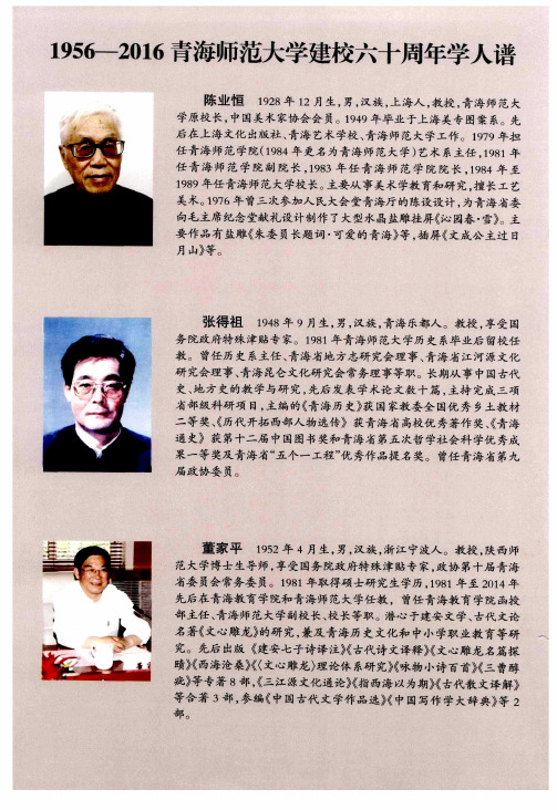 1956-2016青海师范大学建校六十周年学人谱