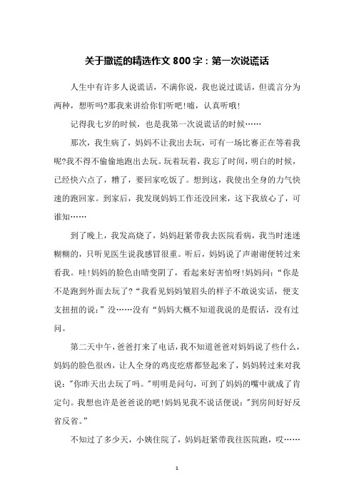 关于撒谎的精选作文800字：第一次说谎话