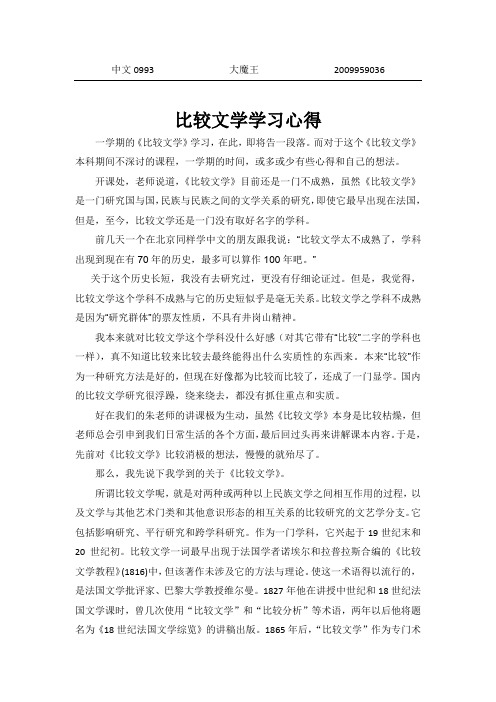 比较文学学习心得