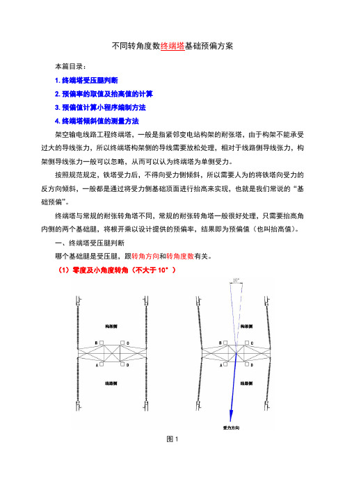 不同转角度数终端塔基础预偏方案