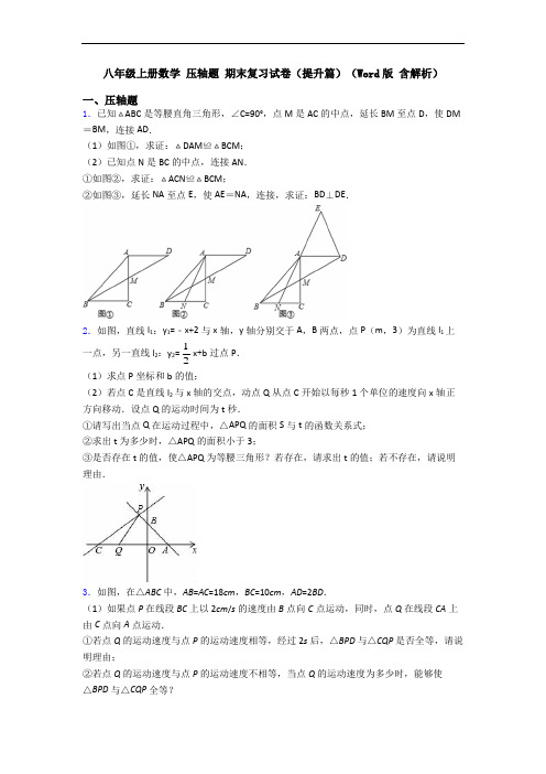 八年级上册数学 压轴题 期末复习试卷(提升篇)(Word版 含解析)