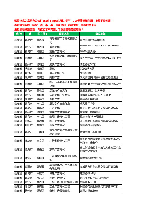 2020新版山东省广告亮化工商企业公司商家名录名单联系电话号码地址大全69家