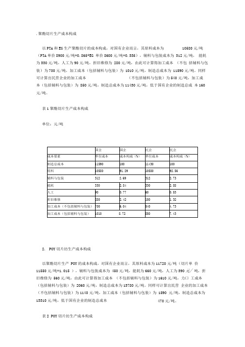 完整word版10聚酯切片和涤纶长丝生产成本分析