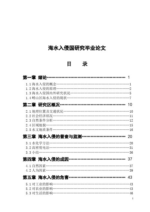 海水入侵国研究毕业论文